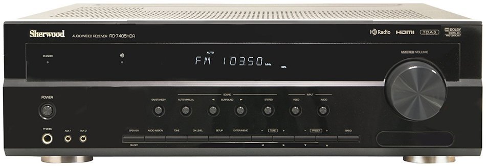 SHERWOOD RD-7405HDR 7.1-Channel 70-Watt Dual-Zone A/V Receiver with HD Radio (Discontinued by Manufacturer)