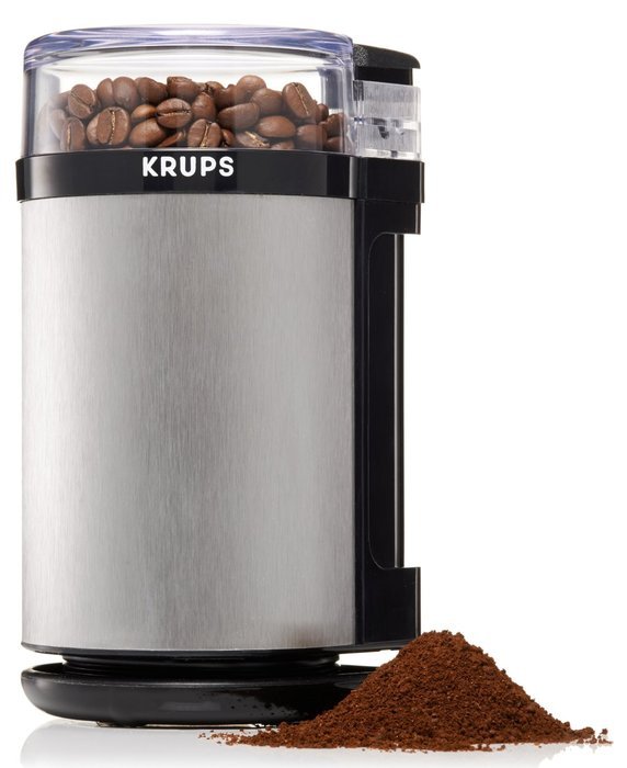 KRUPS GX4100 Electric Spice Herbs and Coffee Grinder with Stainless Steel Blades and Housing, 3-Ounce, Gray N3