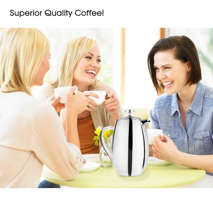TAOindustry French Press Coffee Maker Double Wall Stainless Steel - Heat Resistant Columbia 8-Cup 1 Liter + FREE... N6