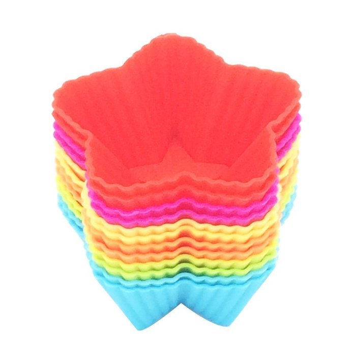 Silicone Baking Cups 12 Cupcake Muffin Liners Kids Bento Lunchbox Divider Accessories (Triangle) N7