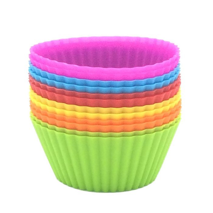 Silicone Baking Cups 12 Cupcake Muffin Liners Kids Bento Lunchbox Divider Accessories (Triangle) N8