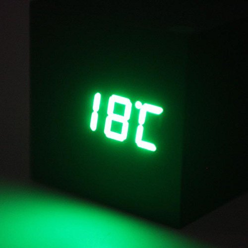 CFHKStore 1Pcs DC 5V USB power supply Batteries Wood Clock Black wood Green led N2