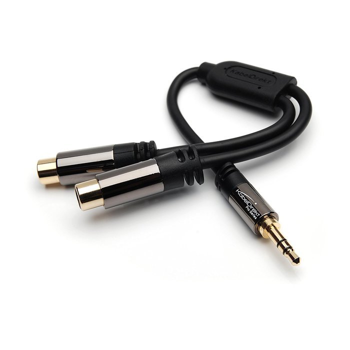 KabelDirekt (0,5 ft) Y Adapter ( 1 x 3.5mm female to 2 x RCA male) - PRO Series N9