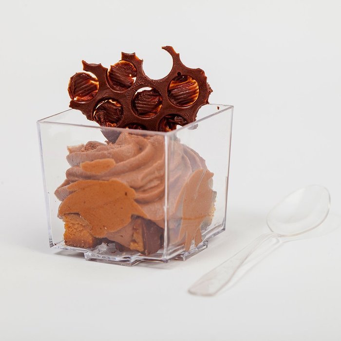 Petits Desserts 72-Piece Set of 60 ml Square Cups and 3.74-Inch Plastic Dessert Spoons N4