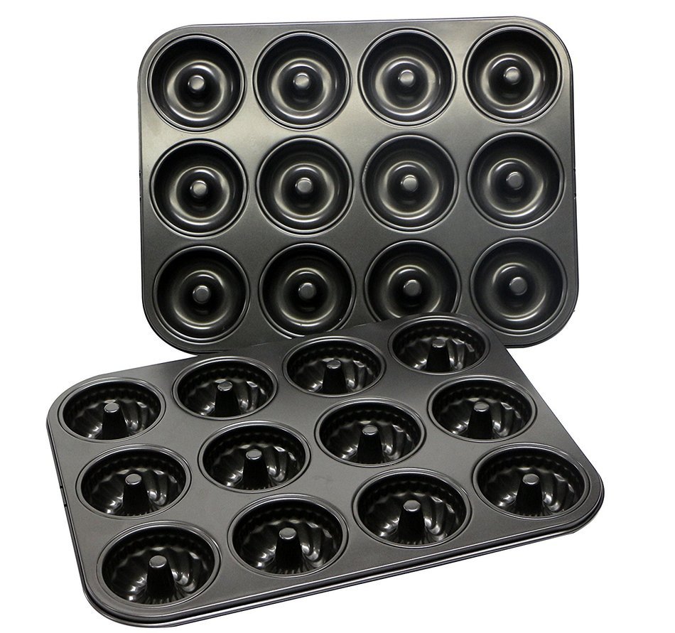 Webake 2-Pack 12 Cavity Mini Bundt Cake Pan and 12 Cavity Donut Cake Pan, Non-stick N3