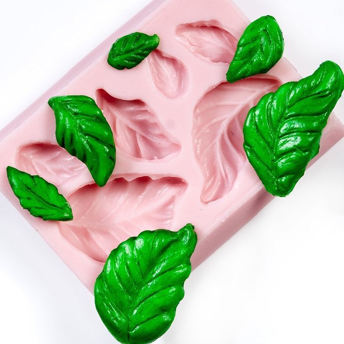 Tiny Rose Leaf Silicone Mold Food Safe Fondant, Gum paste, Resin, Polymer Clay Mold. Flexible silicone mold creates... N2