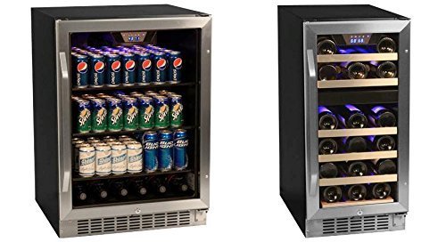 Edgestar 148 Can Stainless Steel Beverage Cooler & 26 Bottle Dual Zone Wine Cooler N3