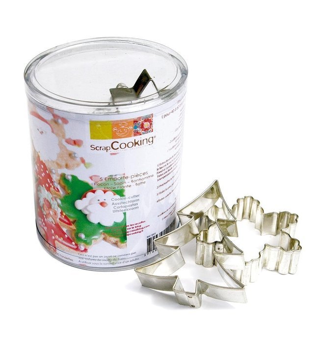 ScrapCooking Christmas Cutters, Stainless Steel, Box of 5