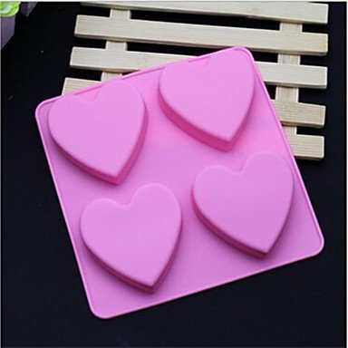 Y&XL&H 4 Hole Heart Shape Soap Cake Ice Jelly Chocolate Silicone Molds