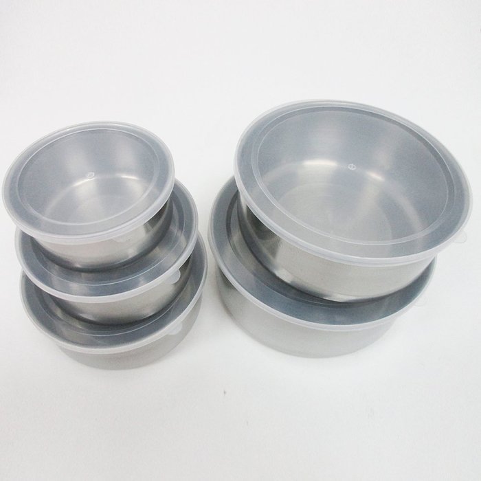 10 Pcs Steel Metal Food Storage Saver Containers Mixing Bowl Cookware Set New ! N5