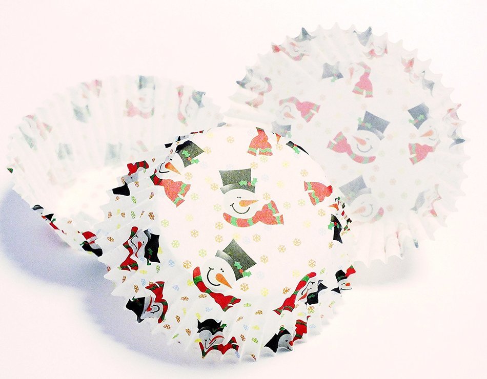 PME 60pk SMILEY SNOWMAN STANDARD Cupcake Muffin Fairy Cake Baking Cases Holders N4
