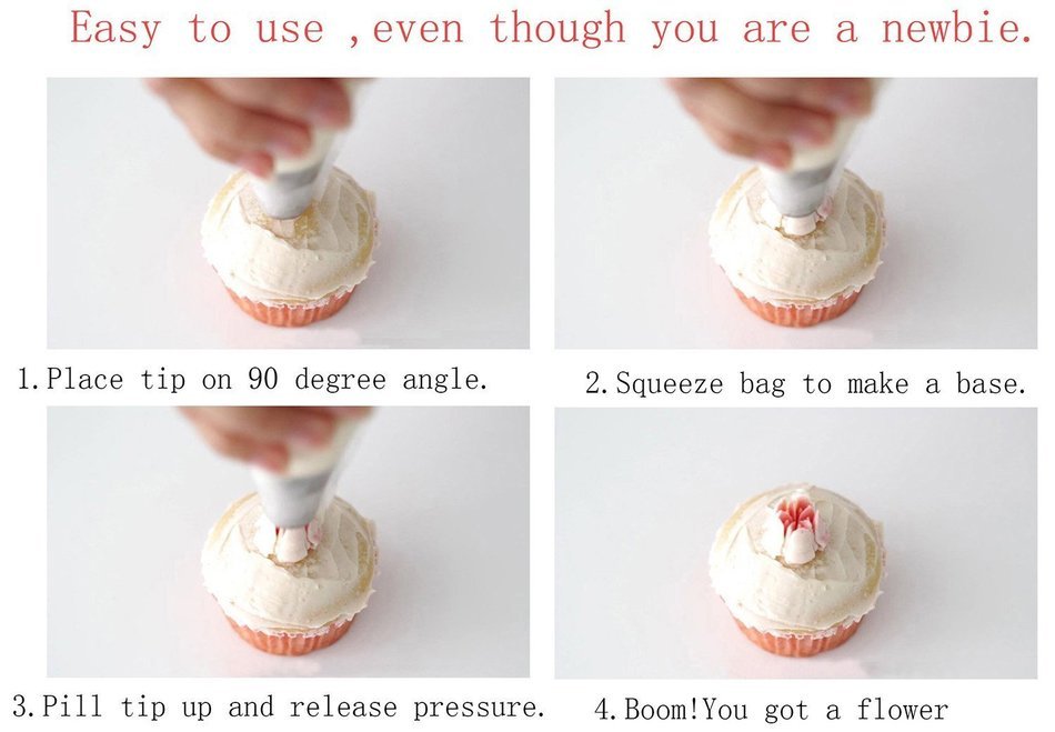Make Flowers In Seconds! Russian Icing Piping Tips Cake Pastry Decorating Nozzle Kit (10 PCS)+1 Coupler N5