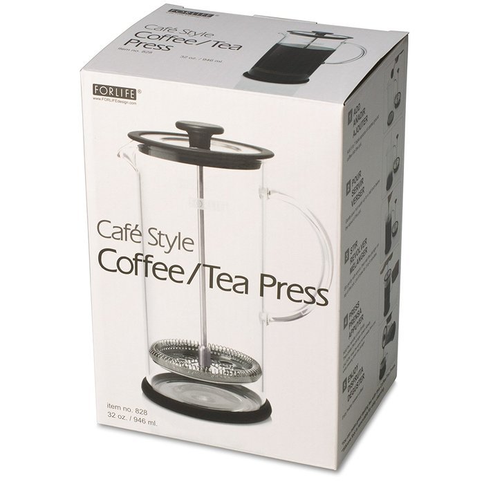 Forlife Cafe Style Glass Coffee/Tea Press 32-Ounce - Black N5
