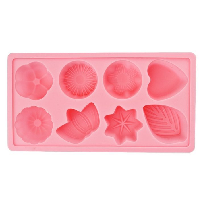 Generic Floral Leaf Silicone Cake Soap Decoration Mold 8 Cavity Pink N3