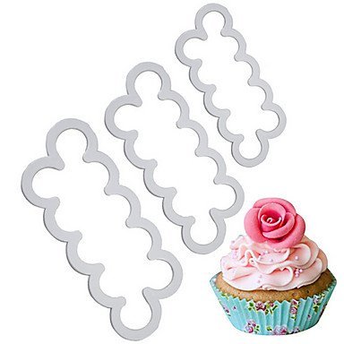 Sher 3pcs Petal Roses Flower Fondant Mold Fondant Cake Cookie Cutter Sugarcraft Tools Cake Tools for Cake Decoration