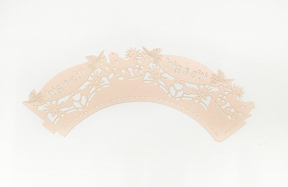 HUAL Cupcake Wrappers 50 Filigree Artistic Bake Cake Paper Cups it's a girl Lace Laser Cut Liner Baking Cup Muffin... N5