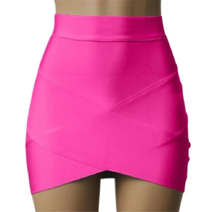 Phoneix Womens Candy Color Stretch Tight Office Lady Pleated Mini Skirt