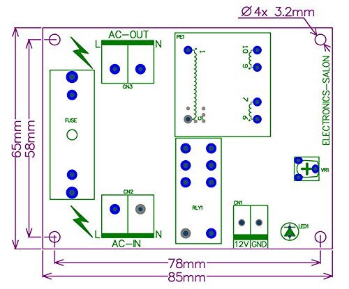 Electronics-Salon 115Vac Mains Power ON Delay Soft-start Protection Module, with 12 Vdc Regulator. N9