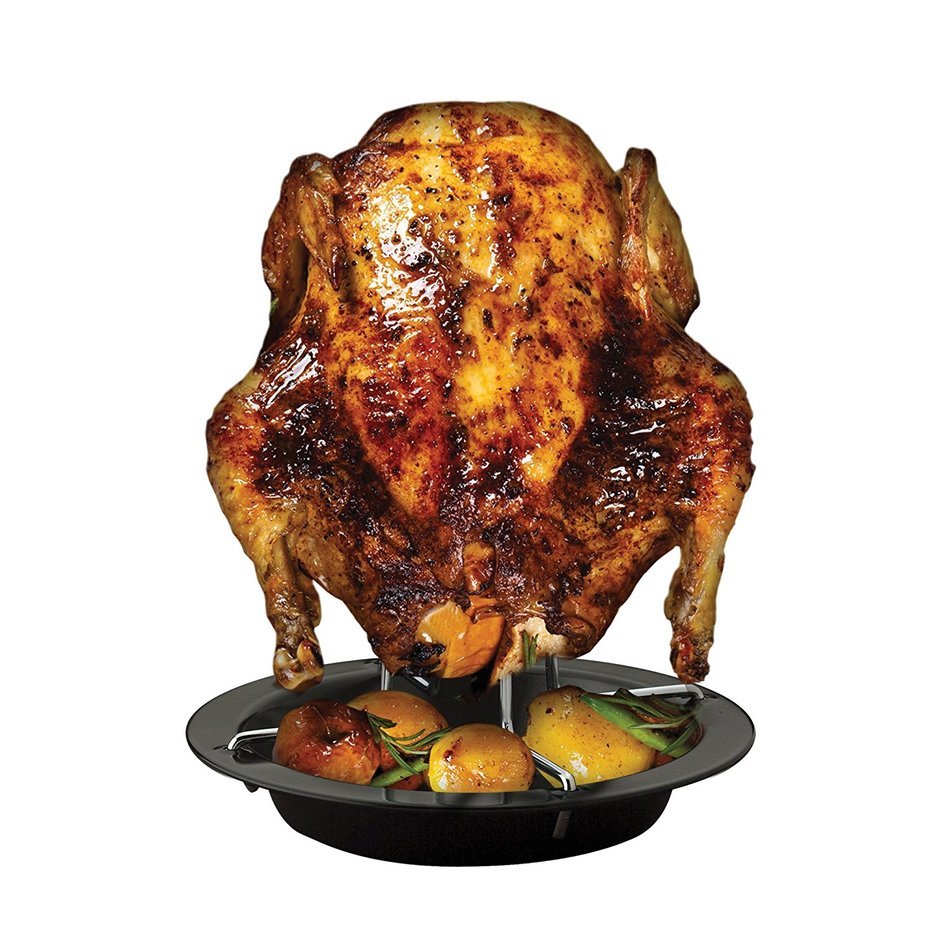 HIC Nonstick Vertical Chicken Roaster with Drip Pan, 8-inch N4