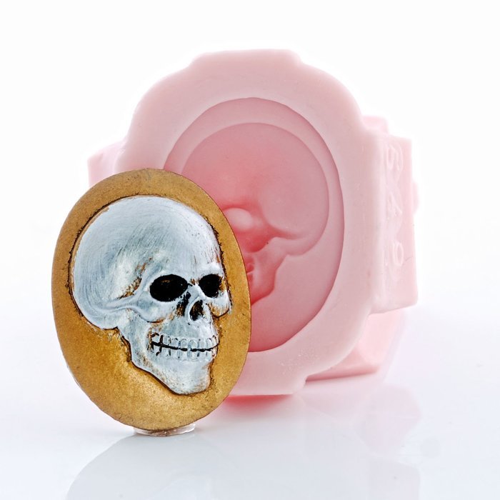 Gothic Skull Cameo Silicone Mold Food Safe Fondant, Chocolate, Candy, Resin, Polymer Clay, Jewelry, Craft Mold N5