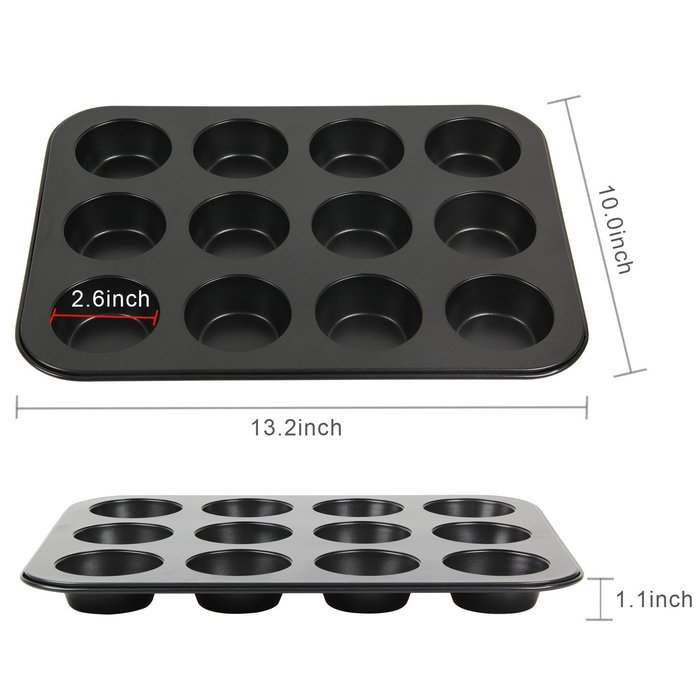 Yilove Non Stick 12 Cup Muffin Cupcake Pan (Black) N15