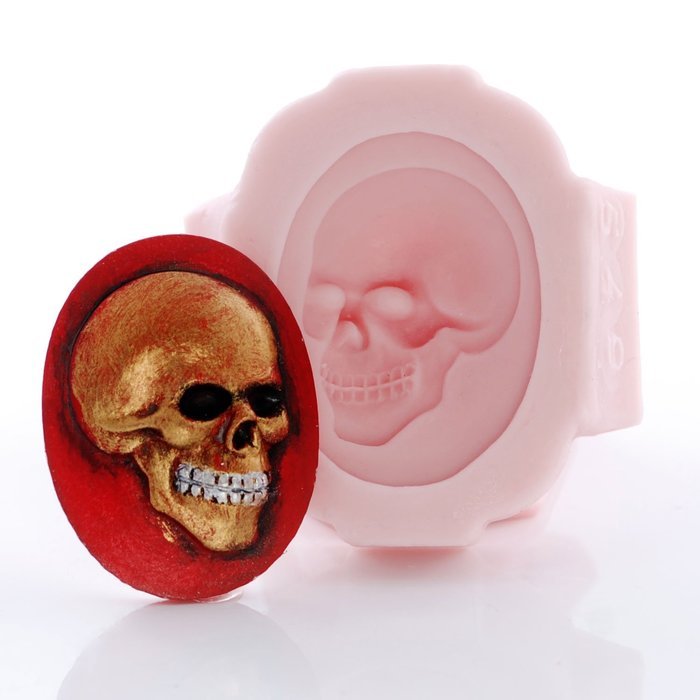 Gothic Skull Cameo Silicone Mold Food Safe Fondant, Chocolate, Candy, Resin, Polymer Clay, Jewelry, Craft Mold N6