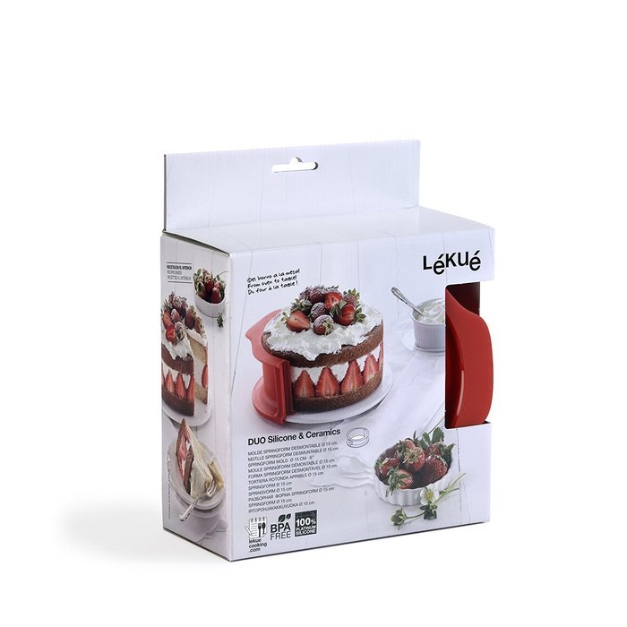 Lekue Springform Baking Pan, 6" With Ceramic Plate Red N2