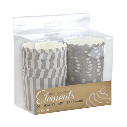 Hanna K. Signature 20 Count Elements Round Baking Cups, 2.25", Silver