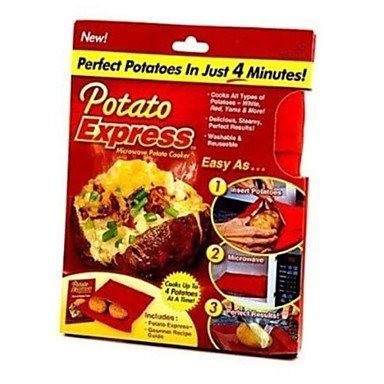 Sher New Practical Fast Easy Red Potato Washable Microwave Bag Steam Pocket Bake Potato in 4 Minutes N5