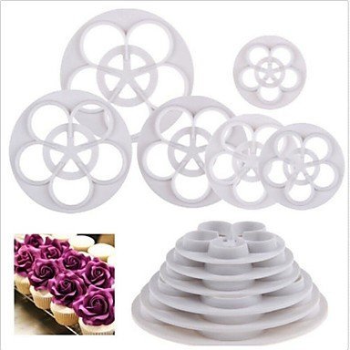 Sher 6 Pcs Rose Flower Shape Fondant Cake Paste Sugarcraft Decorating Cutter Tools N2