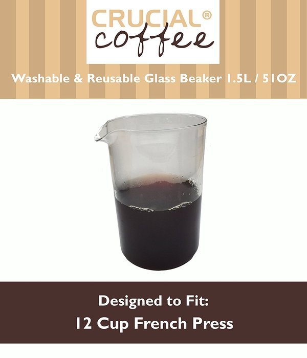 12 Cup (51 OZ) Universal Washable & Reusable Replacement French Press Glass Beaker Fits Bodum & 12 Cup French...