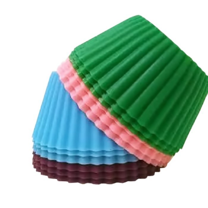 Silicone Cupcake Liners - Baking Molds - Wedding Baking Supplies - Reuseable- 12 piece Set with Storage Container N4
