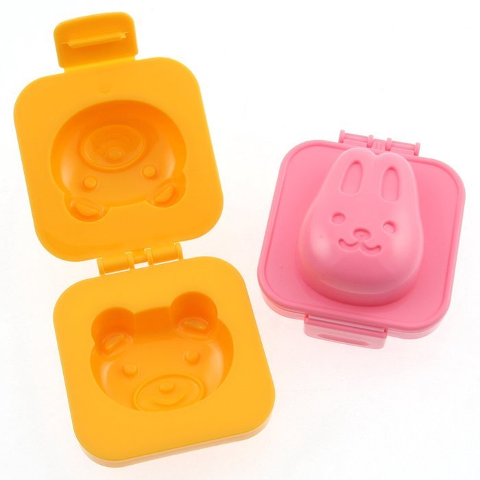 TOOGOO(R) Set of 2 Plastic Orange Bear and Pink Rabbit Rice Sushi Molds N3