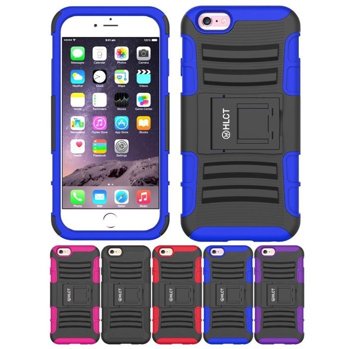 iPhone 6s Case, HLCT Rugged Shock Proof Dual-Layer Case with Built-In Kickstand for iPhone 6s / 6 4.7 Inch (Blue) N18
