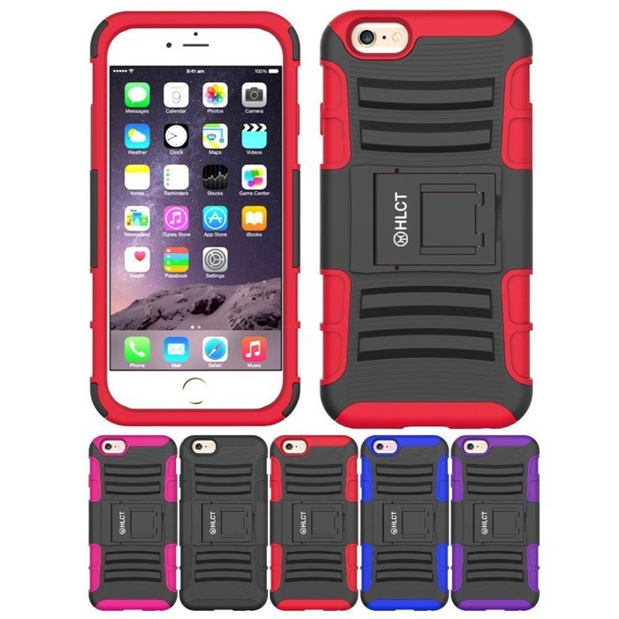 iPhone 6s Case, HLCT Rugged Shock Proof Dual-Layer Case with Built-In Kickstand for iPhone 6s / 6 4.7 Inch (Blue) N21