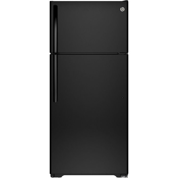 Ge REFRIGERATORS 1029654 15.5 Cu. ft. Top Freezer Refrigerator, Black, Reversible Door Swing N2
