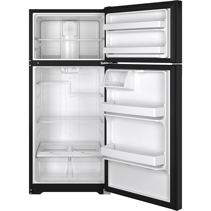 Ge REFRIGERATORS 1029654 15.5 Cu. ft. Top Freezer Refrigerator, Black, Reversible Door Swing N3