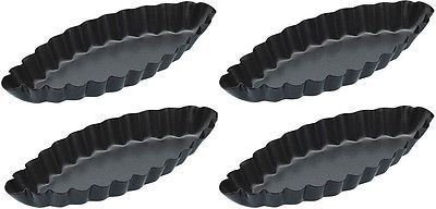 KitchenCraft Set of 4 Mini Fluted Boat Baking Pan Tin