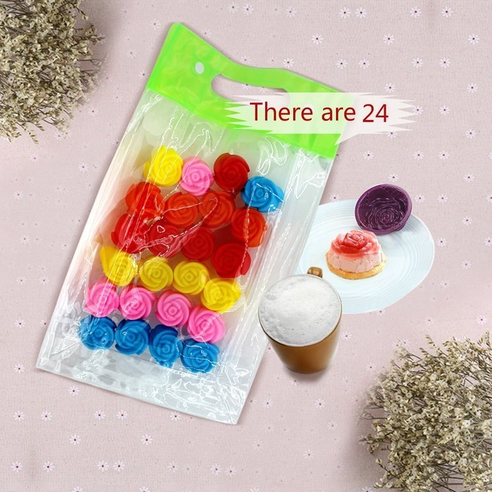 24X Silicone bakeware, pudding handmade soap mold chocolate ice lattice mold, 3CM Cup Cake Muffin Cup