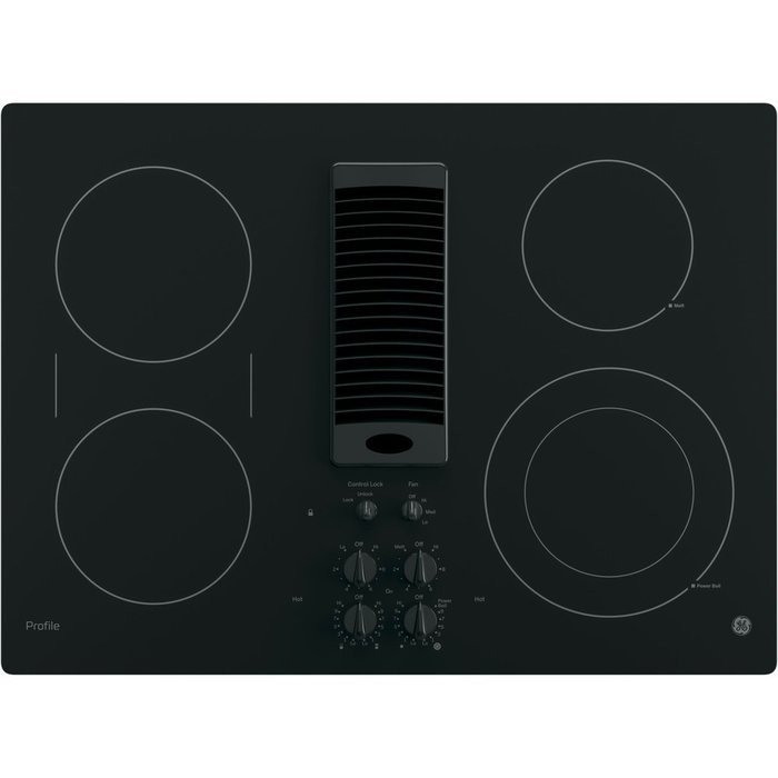 GE Profile 30" Black Electric Cooktop With Downdraft N2