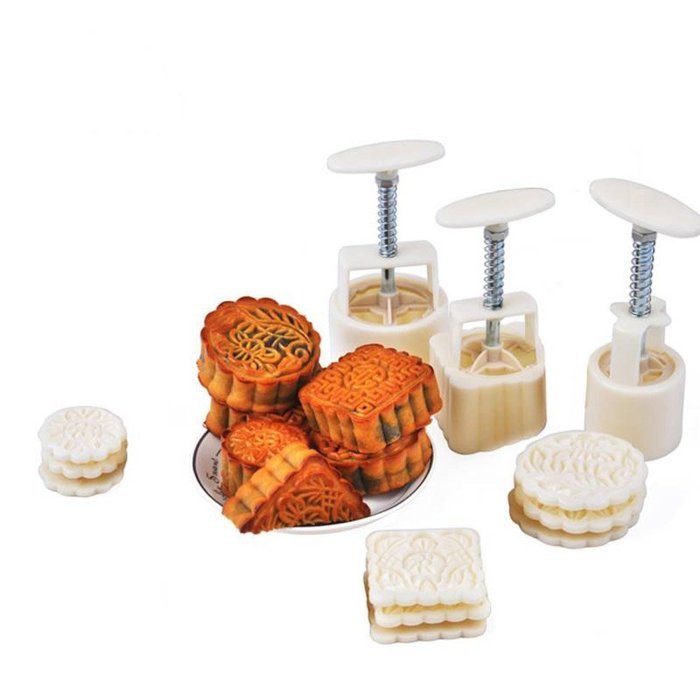 Hand Pressure Moon Cake Mold With 9 Pcs Mode Pattern N3