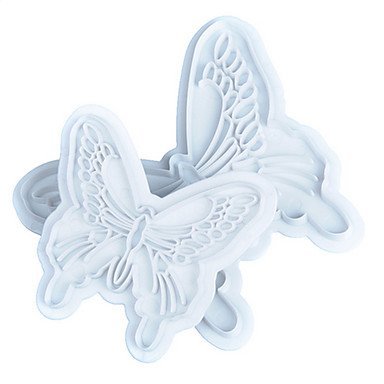 Sher 2Pcs/set Butterfly Shape Fondant Cake Decorating Plastic Cutter Embossing Cake Mould Sugarcraft Plunger Decor... N4