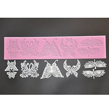 Sher FOUR-C Silicone Embossing Mat Butterfly Lace Mold,Baking Pad Lace Mat Decorating Tools Color Pink N4