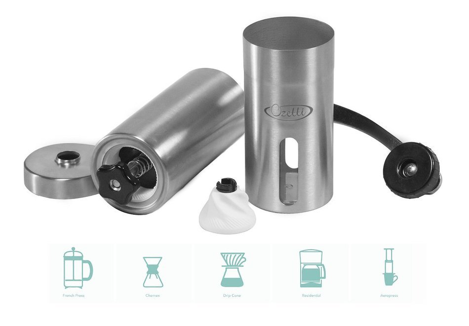 Manual Coffee Grinder - Precision Burr Mill for Gourmet Coffee Brewing - Brushed Stainless Steel Espresso Grinder N5