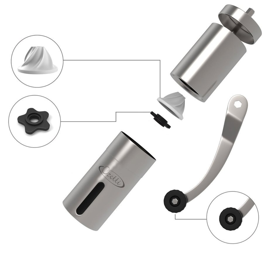 Manual Coffee Grinder - Precision Burr Mill for Gourmet Coffee Brewing - Brushed Stainless Steel Espresso Grinder N7