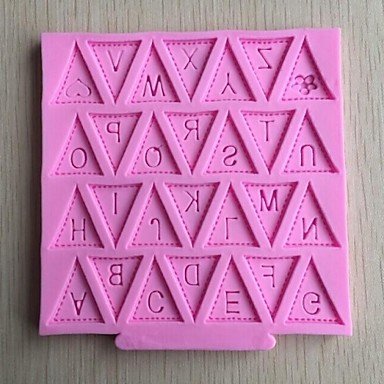 Sher Alphabet Bunting Shaped Fondant Cake Chocolate Silicone Mold,Cupcake Decoration Tools,L11.2cmW10.6cmH0.7cm N4