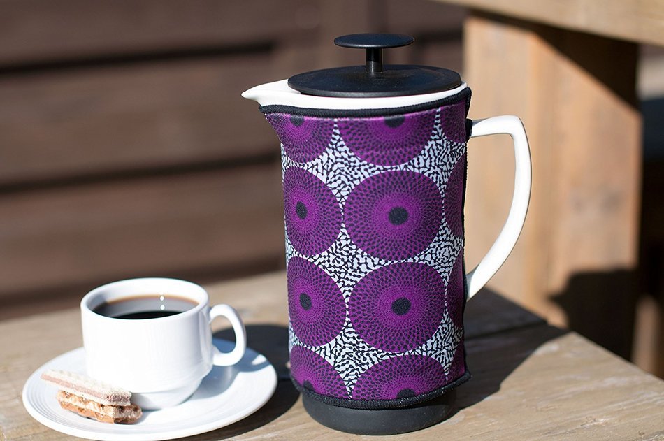 Ceramic French Coffee Press With Stainless Steel Plunger to Make Fresh Coffee or Tea. Includes a Cosy for Keeping... N3