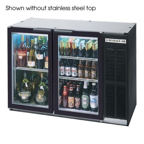 Beverage Air BB48GY-1-B-27 Standard Depth Glass Door Back Bar Cooler in Black w/ Stainless Steel Top