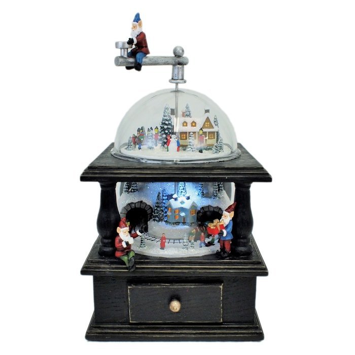 Amusements Old Fashioned Coffee Grinder Lighted Action Musical Featuring Elves Decor N5