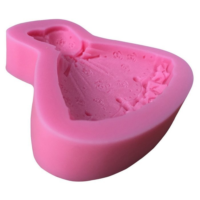 LYNCH 3D Princess Dress Shaped Cake Fondant Mold Silicone 3D Mould,Pink N6